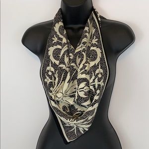 Anne Klein Silk Scarf, black and off white.